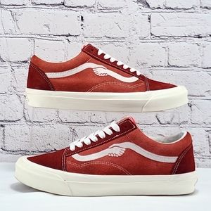 Notre x Vans Vault OG Old Skool LX, Suede Canvas, Mars Red, Size 11